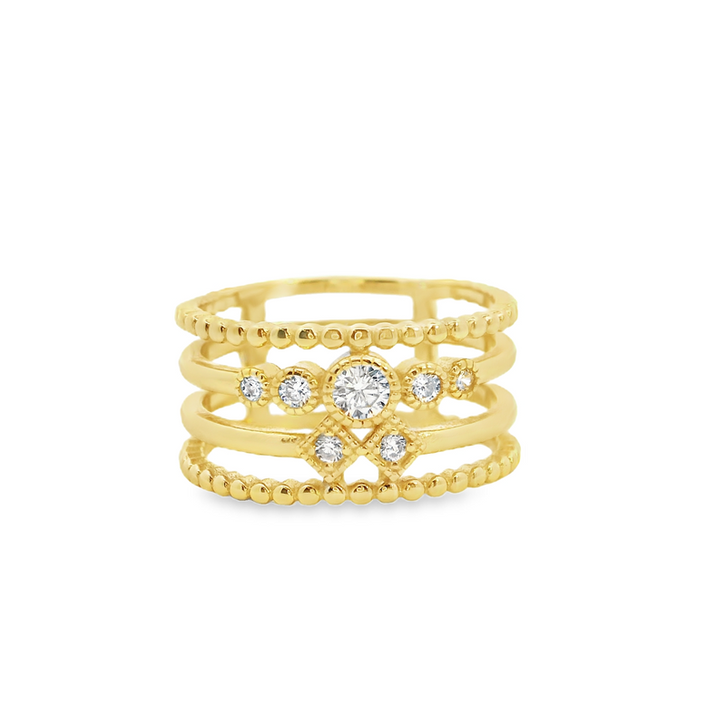 Gold Plated Wide CZ Ring