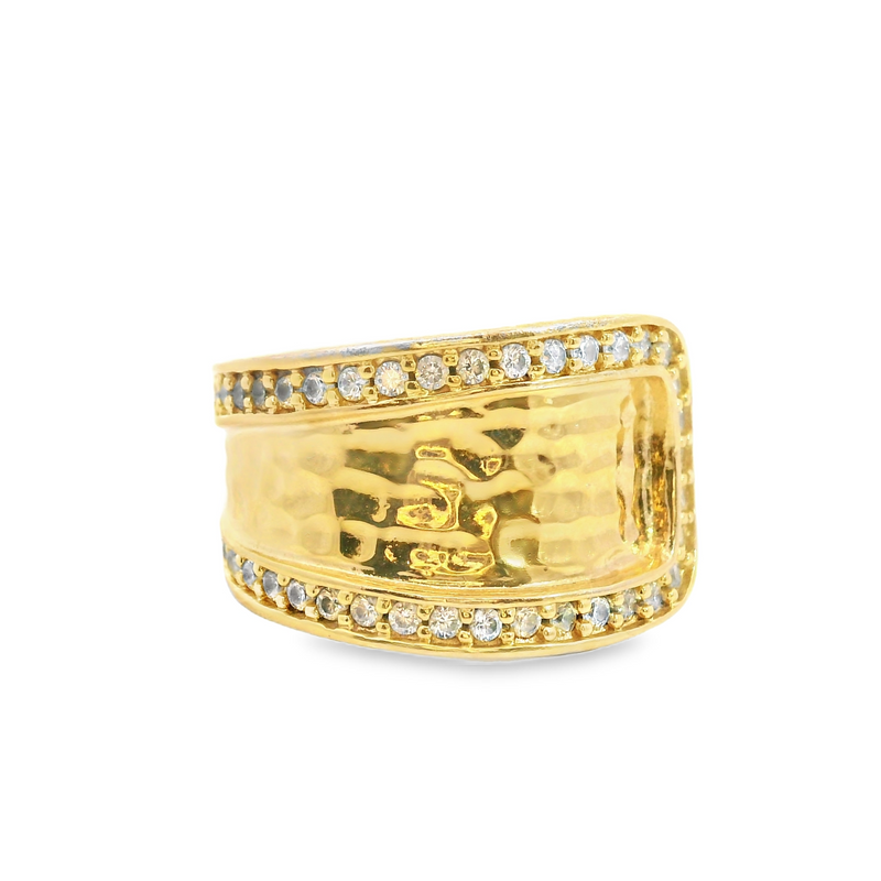 Yellow Gold Plated Sterling Silver CZ Ring