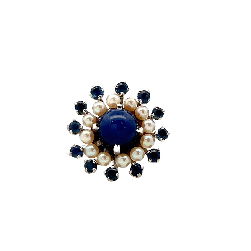 14K WG Linde Star Sapphire & Pearl Ring