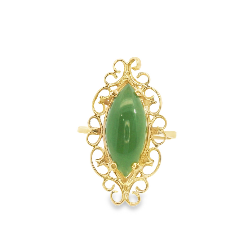 14K YG Jade Ring