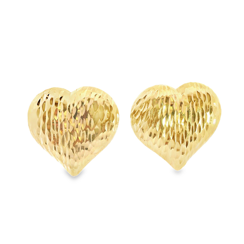 14K YG Heart Stud Earrings