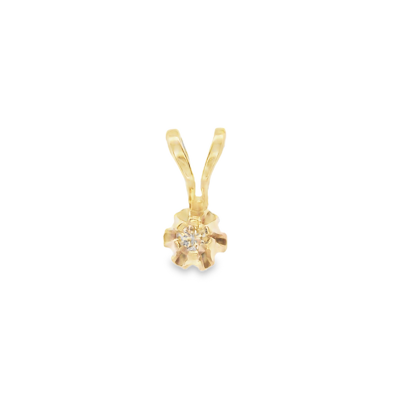 14K YG Solitaire Diamond Pendant