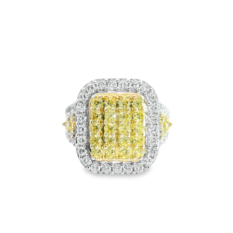 Sterling Silver Pave White & Yellow CZ Ring Size 5
