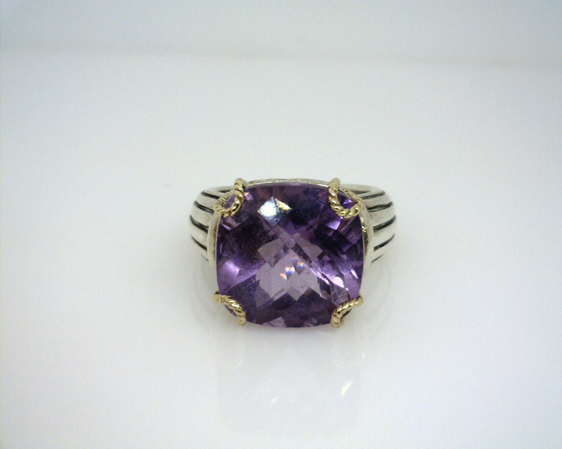 Sterling Silver & 14K YG Amethyst Ring