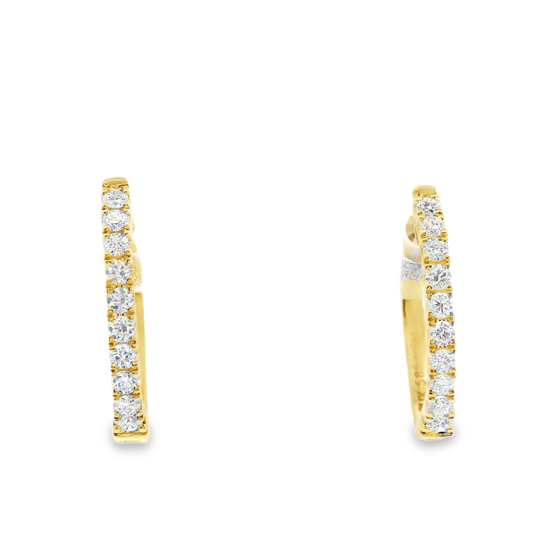 14K YG Oval Diamond Hoop Earrings