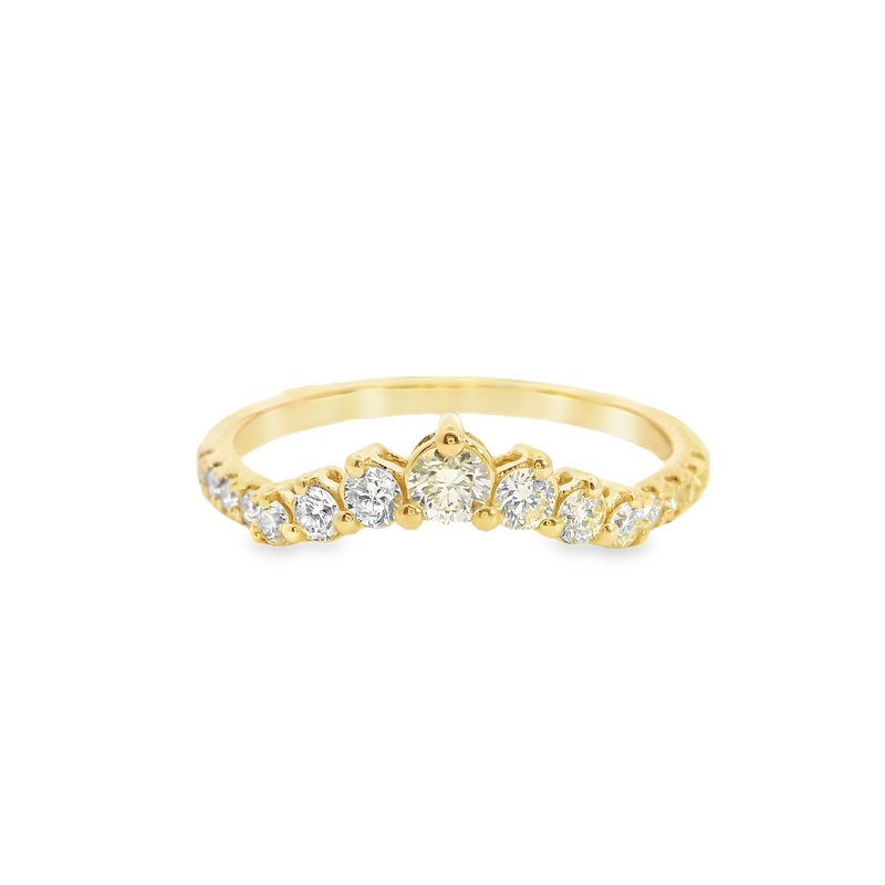 14K YG Curved Diamond Band