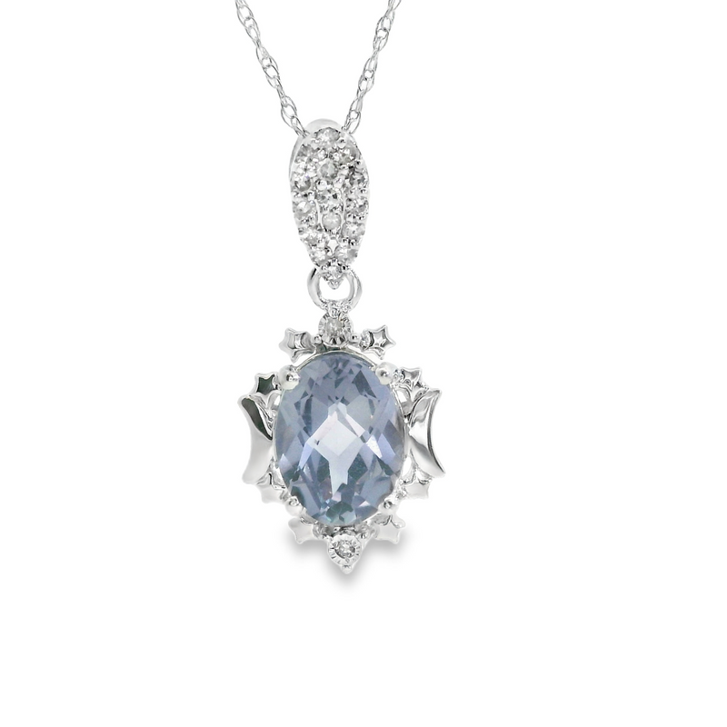 10K WG Created Alexandrite & Diamond Pendant