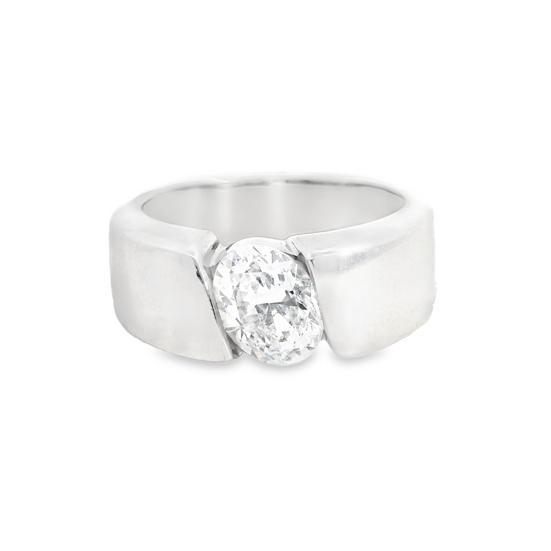 Sterling Silver Wide CZ Solitaire Ring Size 7