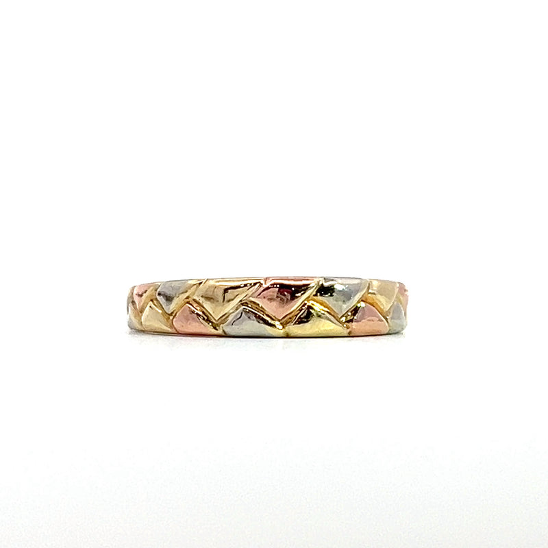 14K Tri Color Braided Band