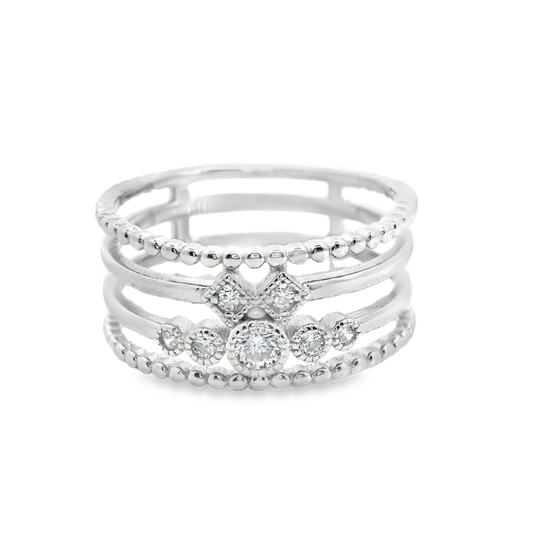 Sterling Silver Wide CZ Ring