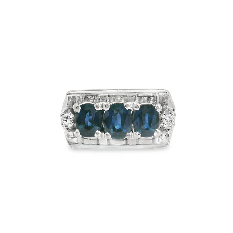 14K WG Sapphire & Diamond Ring