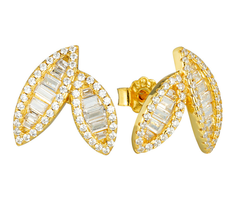 Gold CZ Stud Earrings