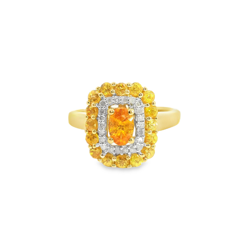 Gold Plated Sterling Silver CItrine & Diamond Ring