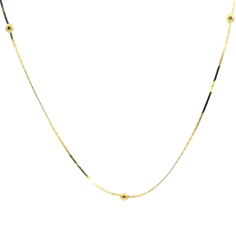 14K YG Bead Station Chain 18