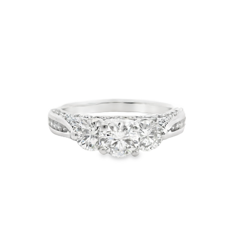 14K WG 3 STONE DIAMOND RING