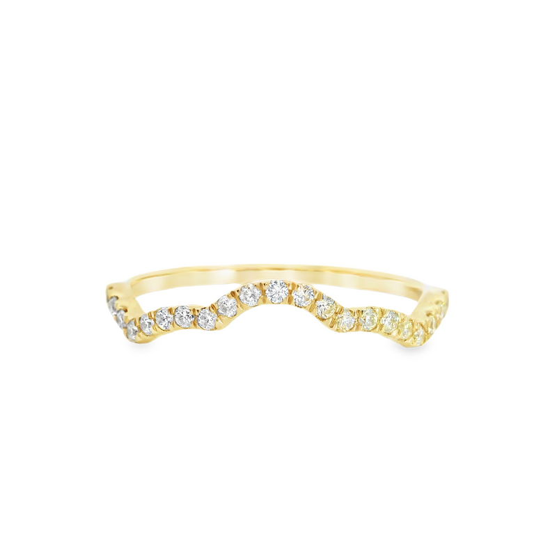 14K YG Curved Diamond Band