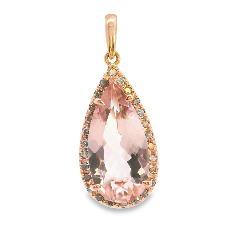 10K RG Morganite & Chocolate Diamond Pednant