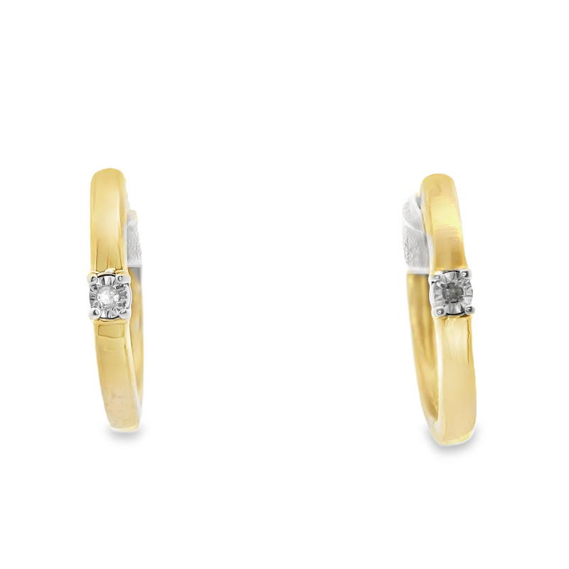 Gold Plated Silver Diamond Hoop Earrings