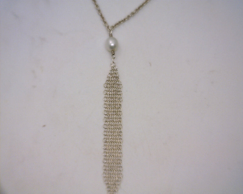 Tiffany & Co Elsa Peretti Pearl & Mesh Necklace 18