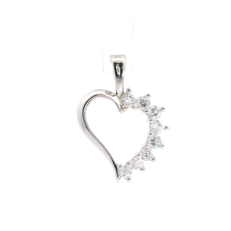 Sterling Silver CZ Heart Pendant