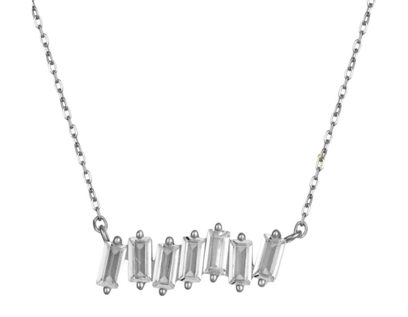 Silver Baguette Bar Necklace