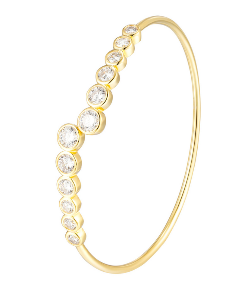 Gold Plated Sterling Silver CZ Bangle
