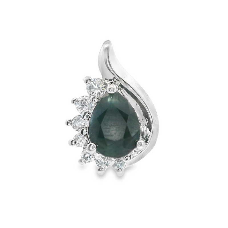 Sterling Silver Sapphire & CZ Pendant