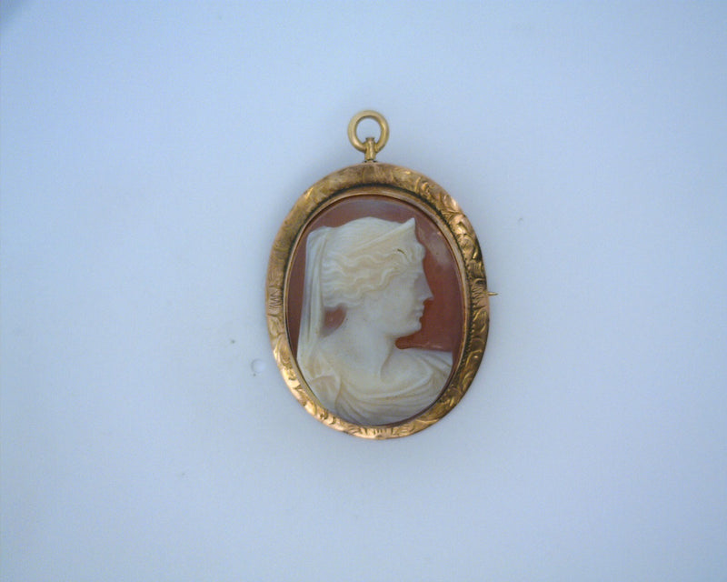 14K YG Angel Cameo Pin / Pendant