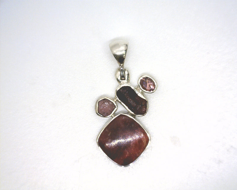 Sterling Silver Ruby, Tourmaline & Garnet Pendant