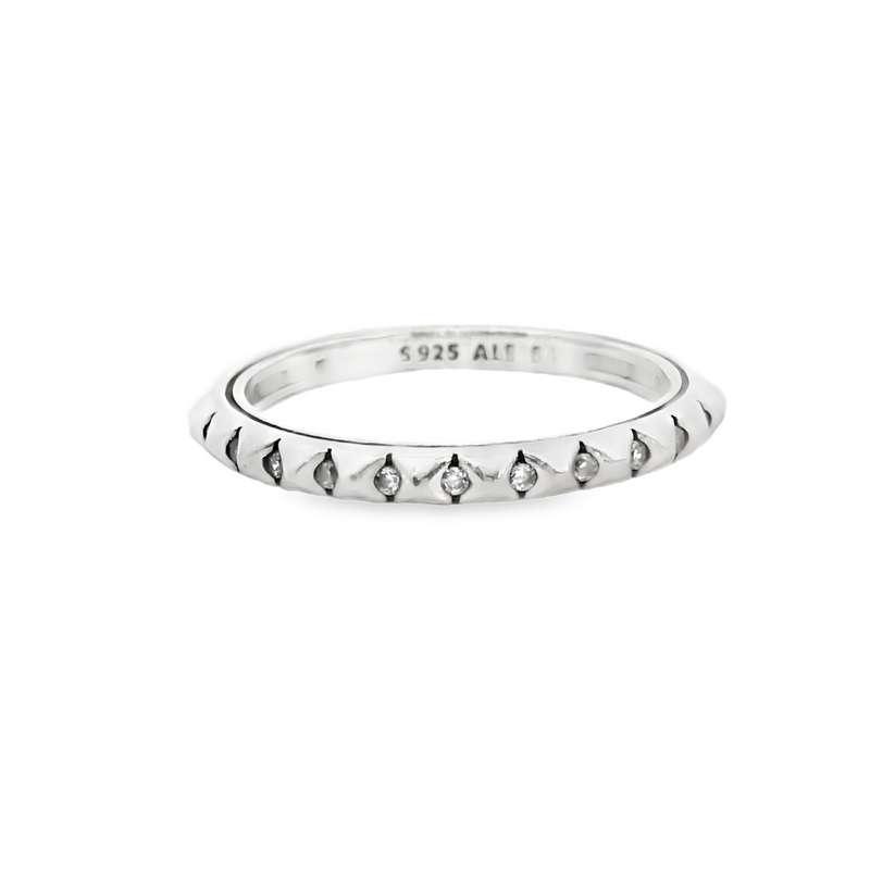 Pandora Sterling Silver ME Pyramids & CZ Ring Size 7