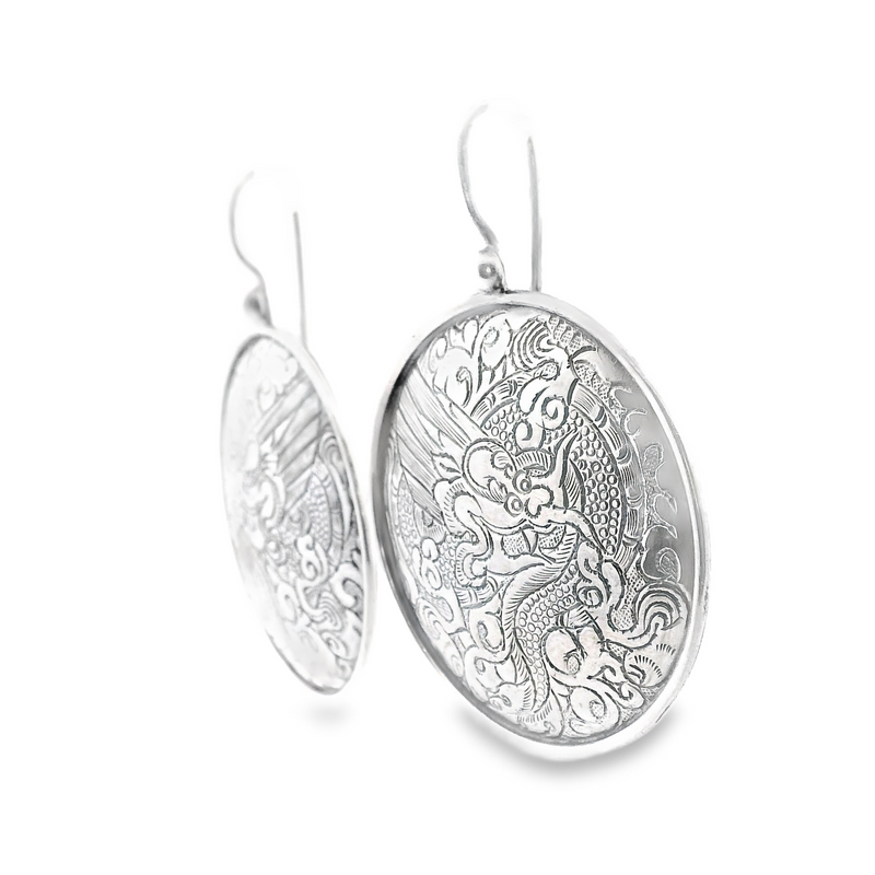 Silpada Etched Asian Dragon Earrings