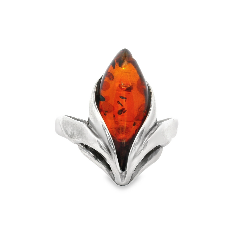 Sterling Silver Amber Ring