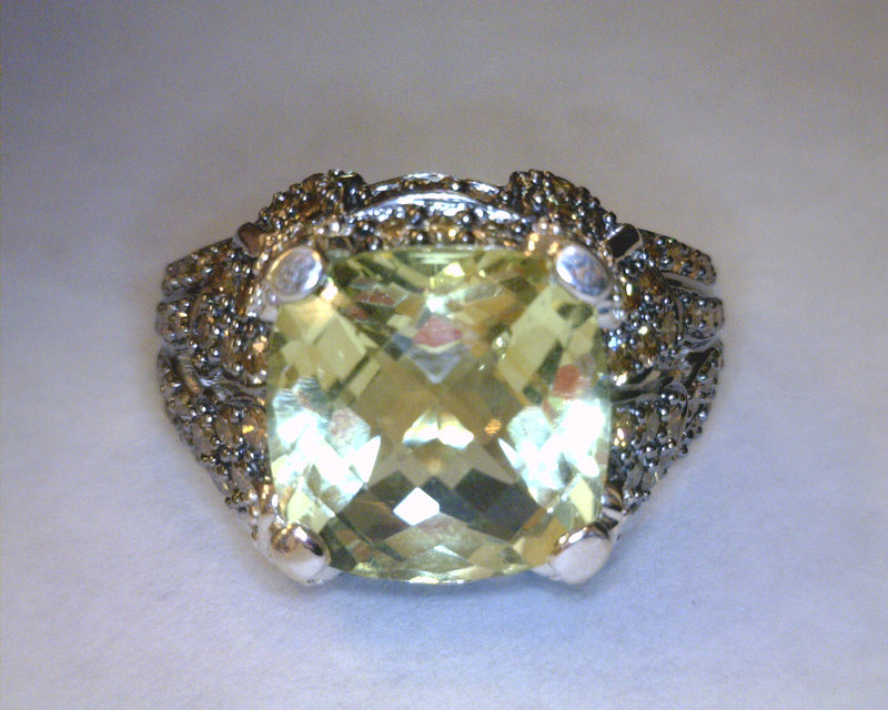 18K WHITE GOLD CITRINE/CHOCOLATE RING