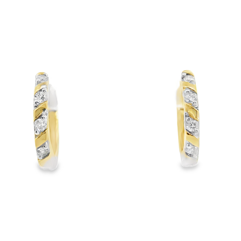 10K YG Diamond Hoop Earrings