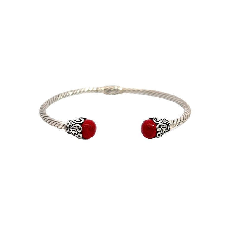 Samuel Benham Sterling Silver Coral Cuff Bracelet