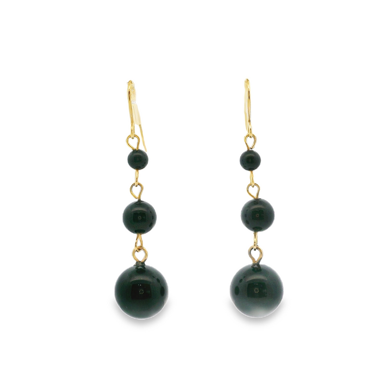 10K YG Dangle Onyx Earrings