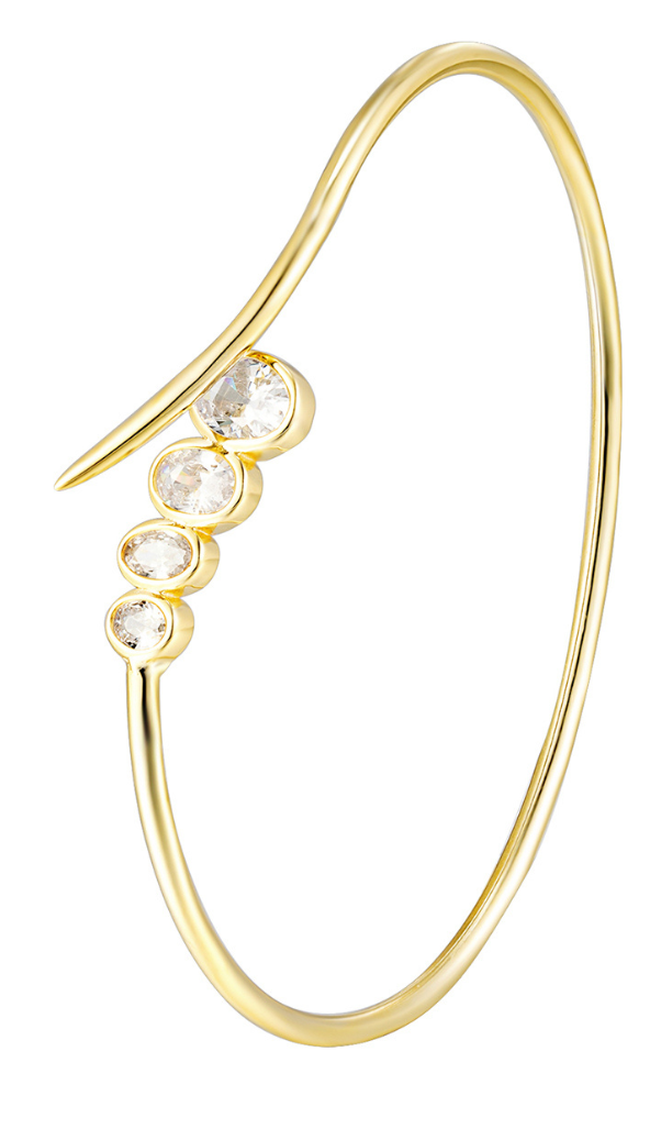 Gold Plated Sterling Silver CZ Bangle