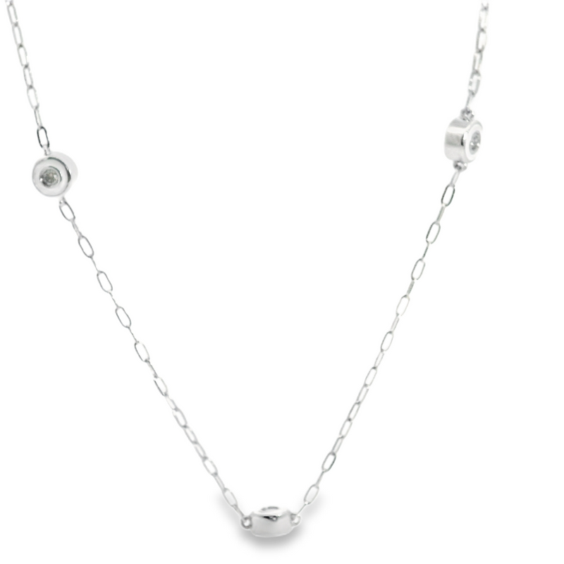 10K WG Enamel & Diamond Station Necklace