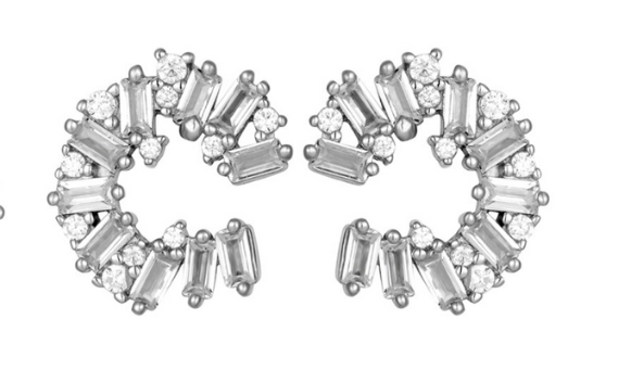 Gold Plated Sterling Silver Baguette Stud Earrings