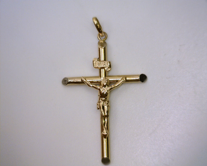 18K YG INRI Crucifix Charm