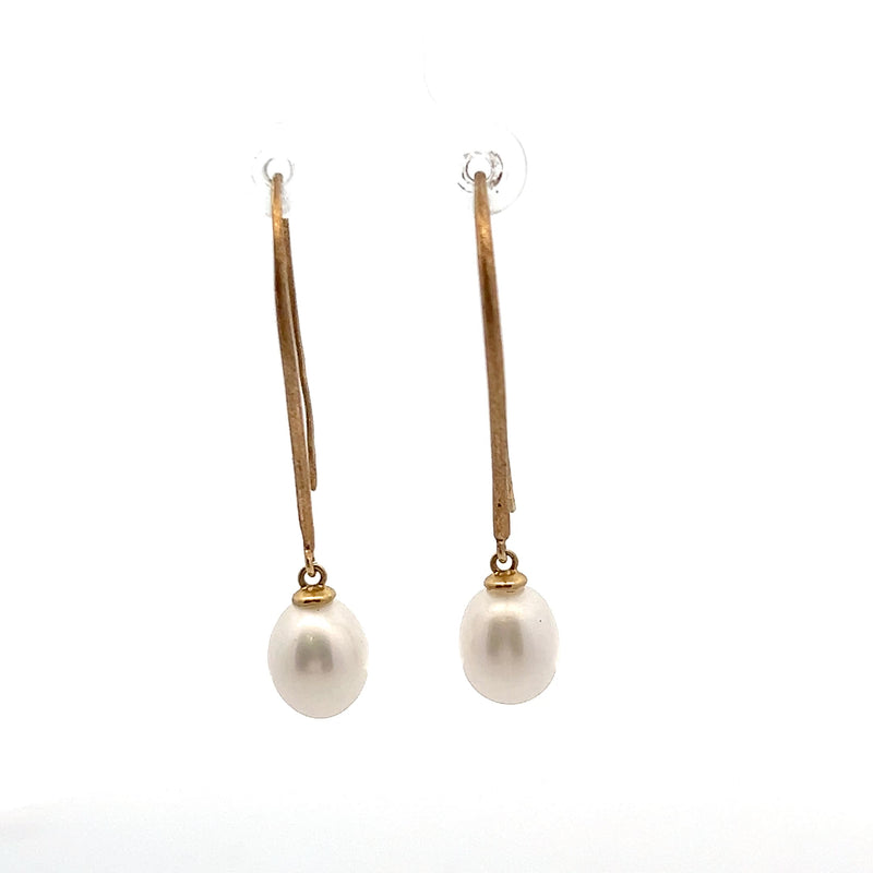 14K YG Pearl Drop Earrings