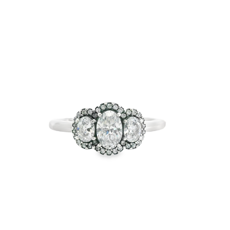 Pandora Sterling Silver 3 Stone CZ Ring