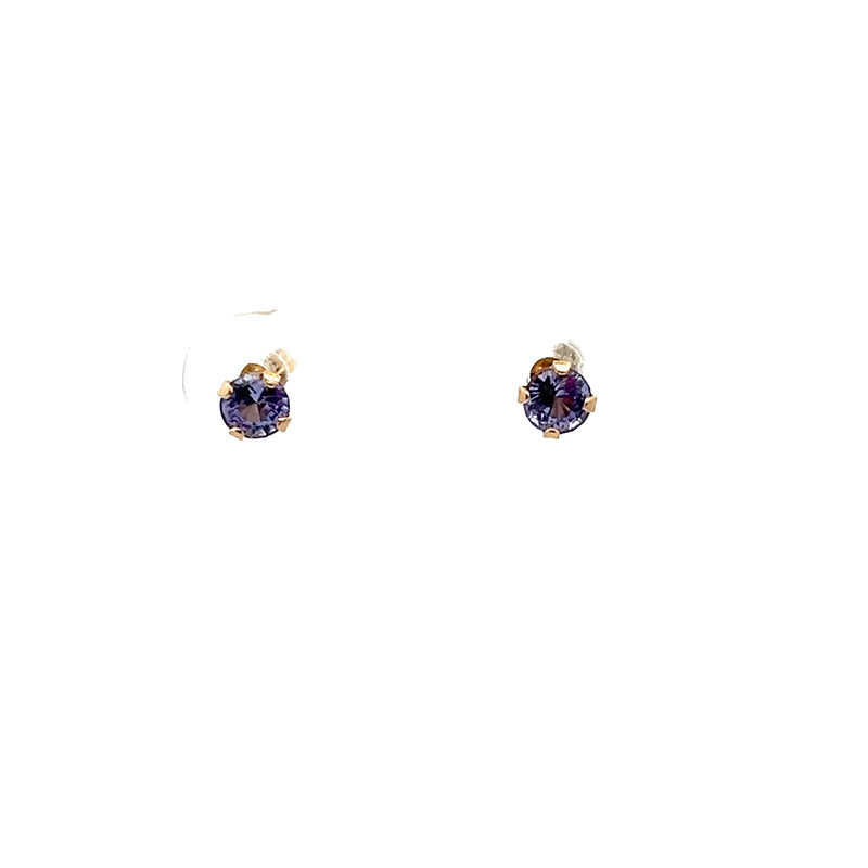 14K YG 4.0MM Tanzanite Stud Earrings
