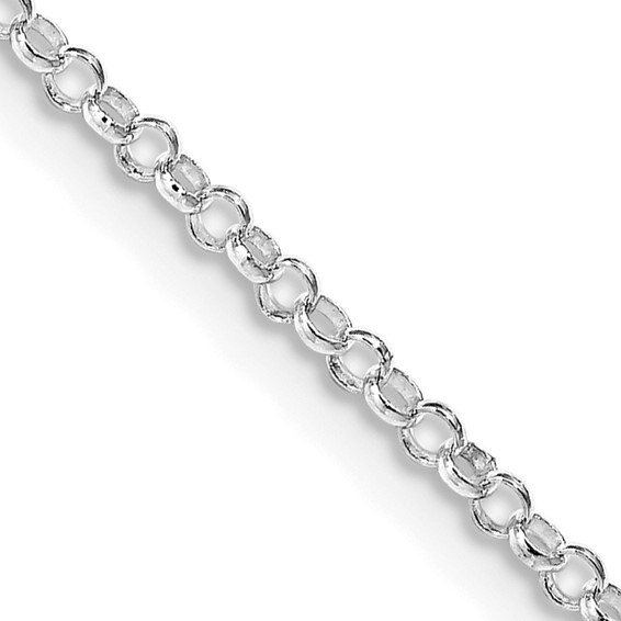 Sterling Silver Rhodium-plated 2mm Rolo Chain