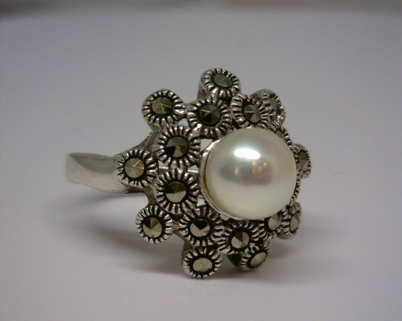 STERLING SILVER PEARL & MARCAS