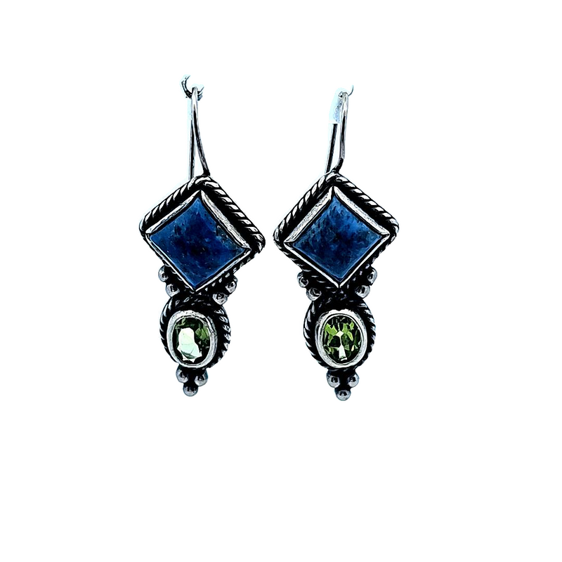 Sterling Silver Peridot & Sodalite Earrings