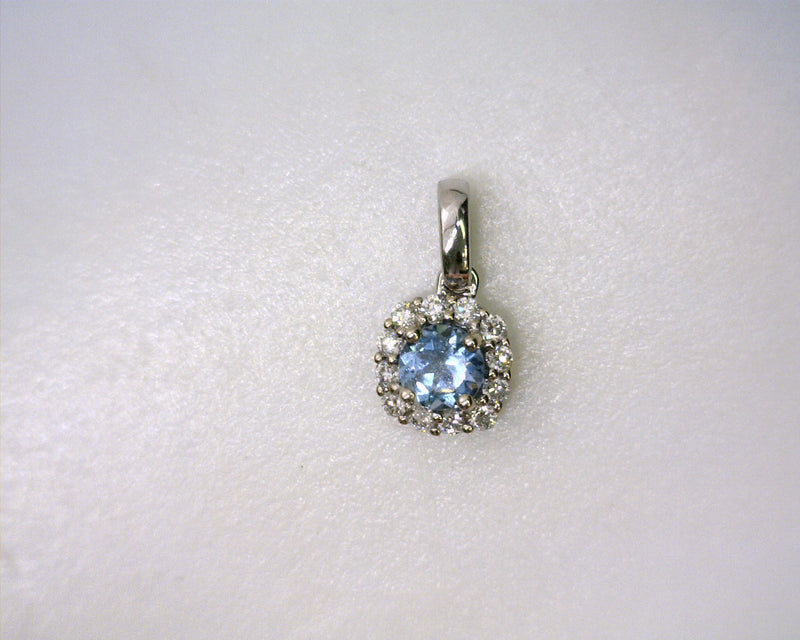 14K WG Aquamarine & Diamond Pendant