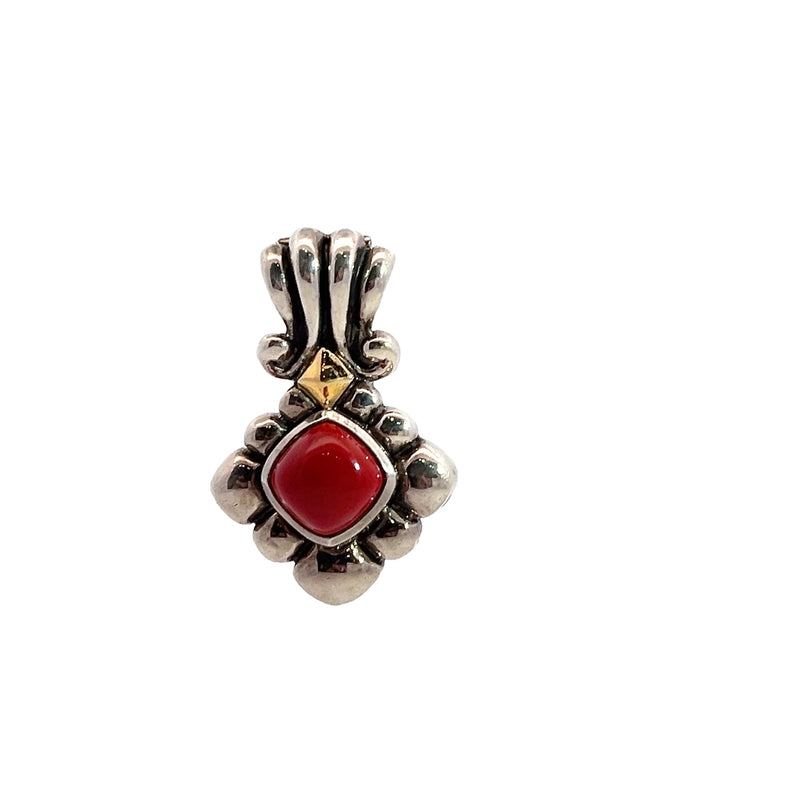 Sterling Silver & 14K Coral Pendant