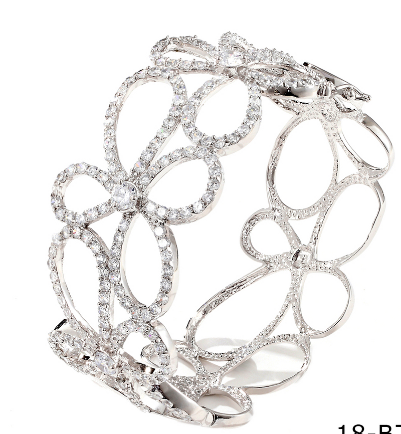 CZ Flower Bangle Bracelet
