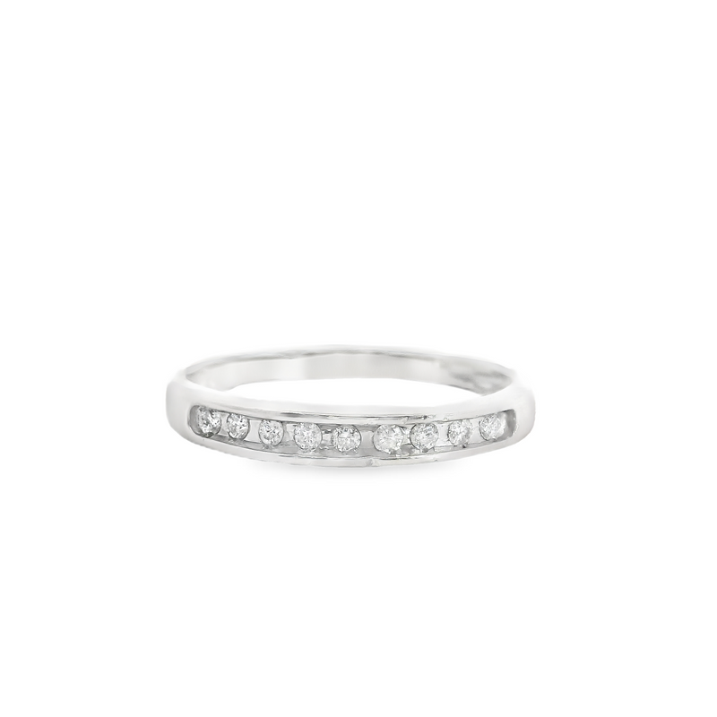 14K White Gold Diamond Wedding Band